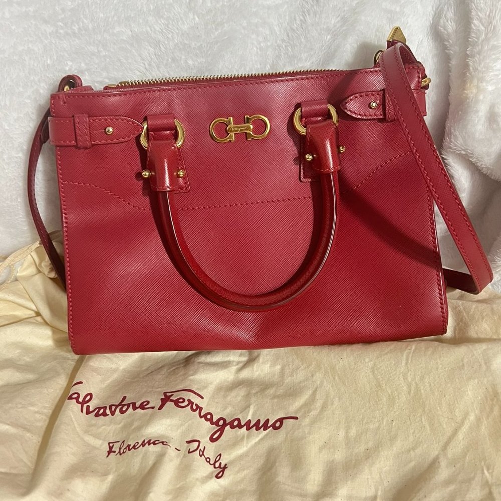 Salvatore Ferragamo Timeless Small Leather Shoulder bag handbag Red Valentine